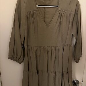 Zara Green Smocked Sundress with Bishop Sleeves